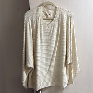 Cream Ribbed Crew Neck Sweater